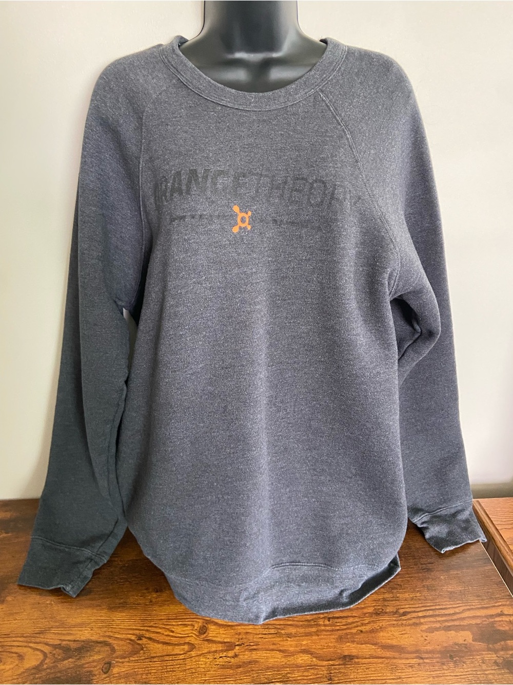 Bella Canvas Charcoal Crewneck Sweatshirt with Orange Logo